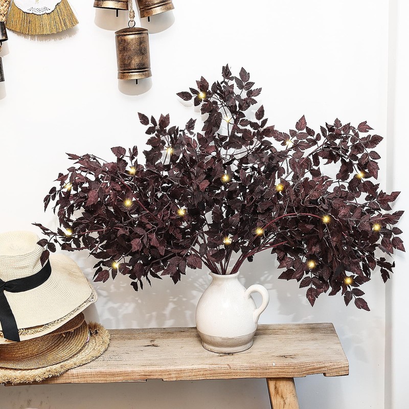 Igeri Set Of 9 Plum Faux Fall Cimicifuga Stems For Vases Floral Decor Ramosa