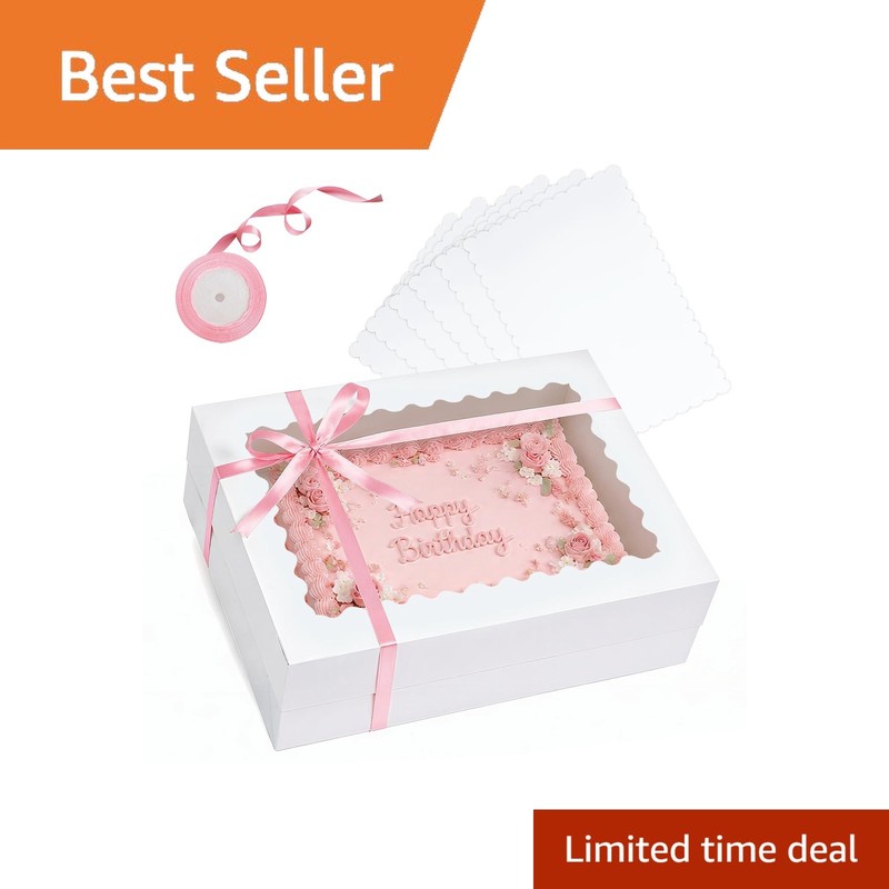 qiqee White Sheet Cake Box 6 Sets 14x10x4