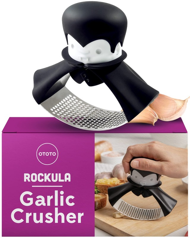 OTOTO Rockula Garlic Press Rocker – Masher, Rockula, Black