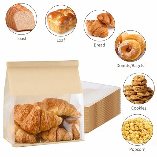 Pcs Large Paper Bread Bags, Resealable Sourdough Bread Bags, 8.7x4.3x11 Inch 50 gallery