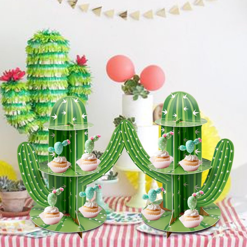 2 Pack Cactus Cupcake Stand - Fiesta Dessert Holder for Cinco de Mayo & Taco Par gallery