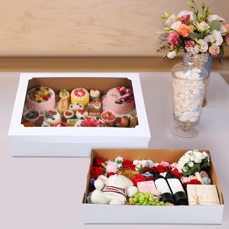 10 Pcs Full Sheet Cake Box with Window Large Bakery Boxes Corrugated Rectangl... gallery