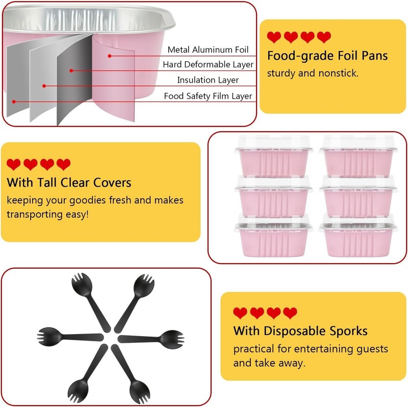 5oz Square Cupcake Pan with Lids 40 Pack, Aluminum Foil Muffin Cups,Disposabl... gallery
