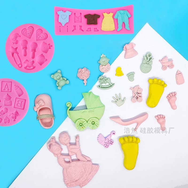 Baby Shower Fondant Silicona Molds Baby Silicone Fondant Molds 8 PCS Molde de... gallery