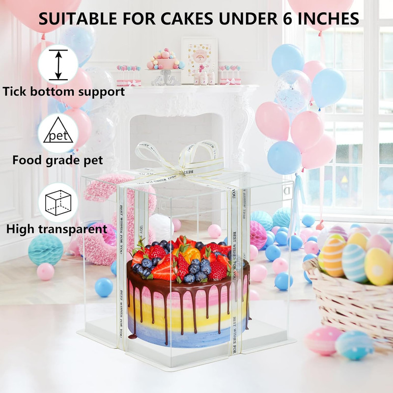 Clear Cake Box 8Pcs Tall Cake Box Treat Boxes Cake Transport Container Tall Cake gallery