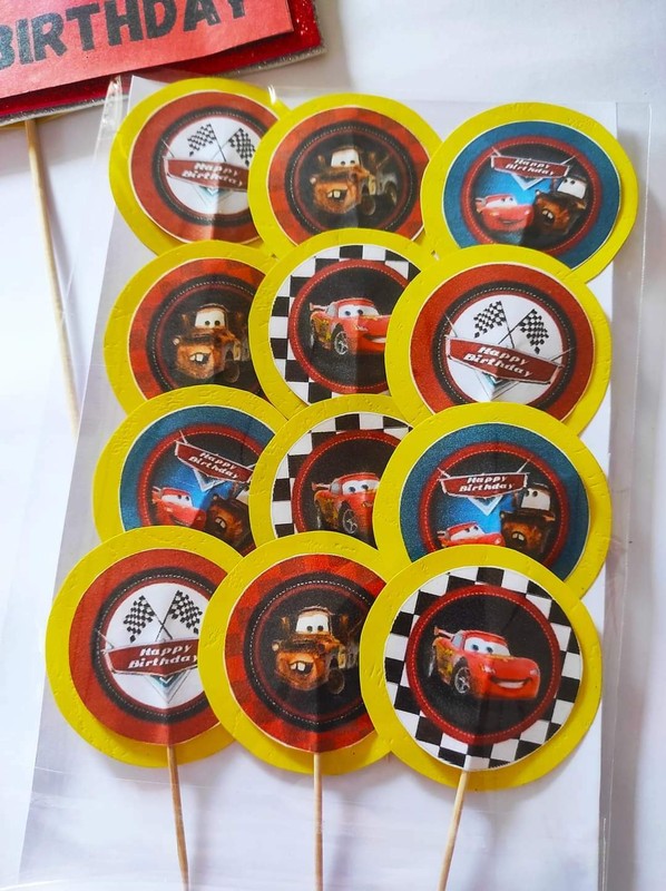 Disney Cars Cake Topper & 12Cupcake toppers Kids Birthday Party Decorations gallery