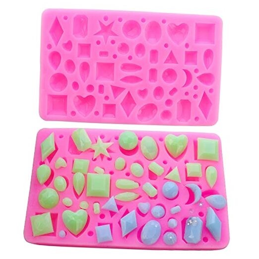 2 Pieces Silicone Gummy Candy Molds Gems Shape Christmas Molds Heart Shape gallery