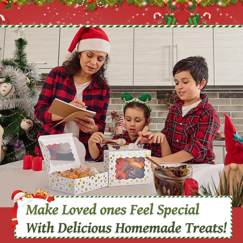 32 PCS 8x6x2.5 Inch White Christmas Cookie Boxes With Window Gifts Treats gallery