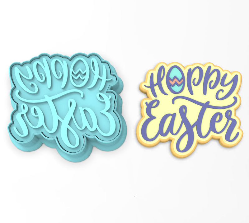 Hoppy Easter Cookie Cutter & Stamp #1 | Spring Basket Lent Egg Hunt Happy Bunny