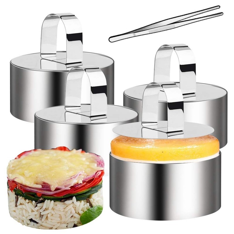 4 Pack Food Presentation Rings Stainless Steel Cake Ring Mold Small Baking Ro…
