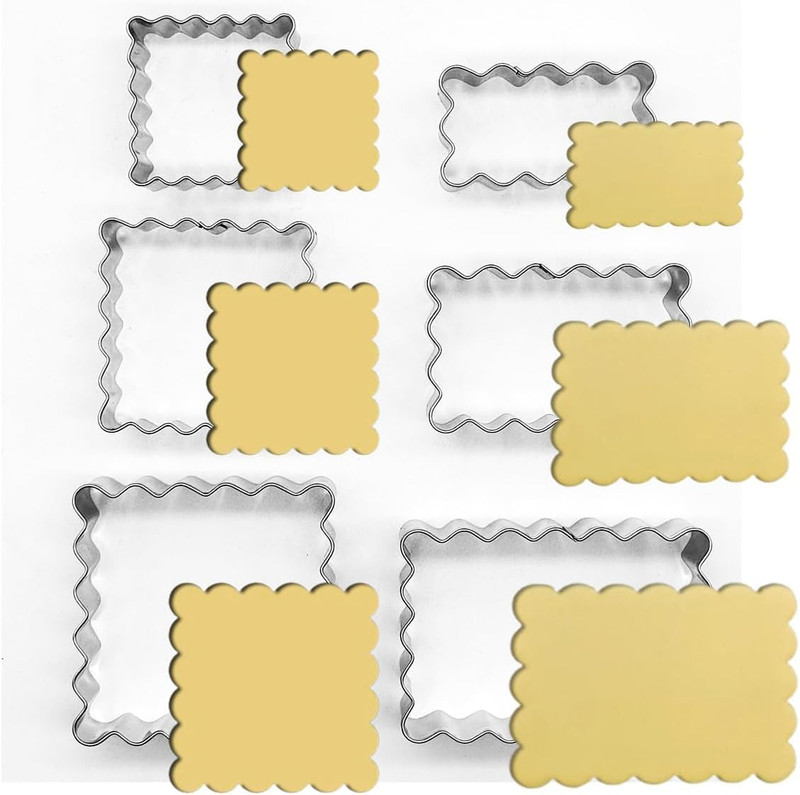 6Pcs Scalloped Cookie Cutter Set, 2 Inch Square & 2.5 Inch Small Rectangle, Jagg gallery