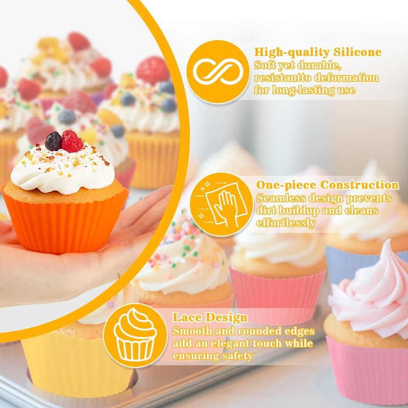 36 PCS Silicone Cupcake Baking Cups - Reusable Non-stick Muffin Liners,Silico... gallery