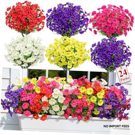 Bundles Artificial Flowers for 24 Red, Fuchsia, Deeppurple, Yellow, White