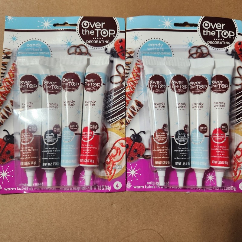Over The Top Candy Cookie Cake Decorating Pens X 2 Lot Black Brown White Red NIP