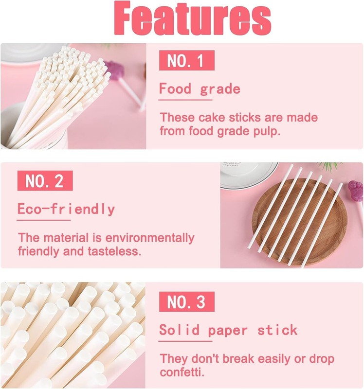 500 Pcs 4-Inch White Lollipop Sticks,Cake Pops Sticks,Paper Treat Sticks Sucker gallery