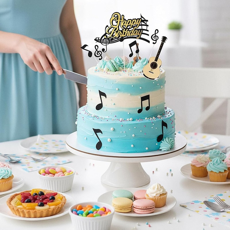 9 PCS Music Cake Toppers, Guitar Happy Birthday Cake Topper, Musical Themed gallery