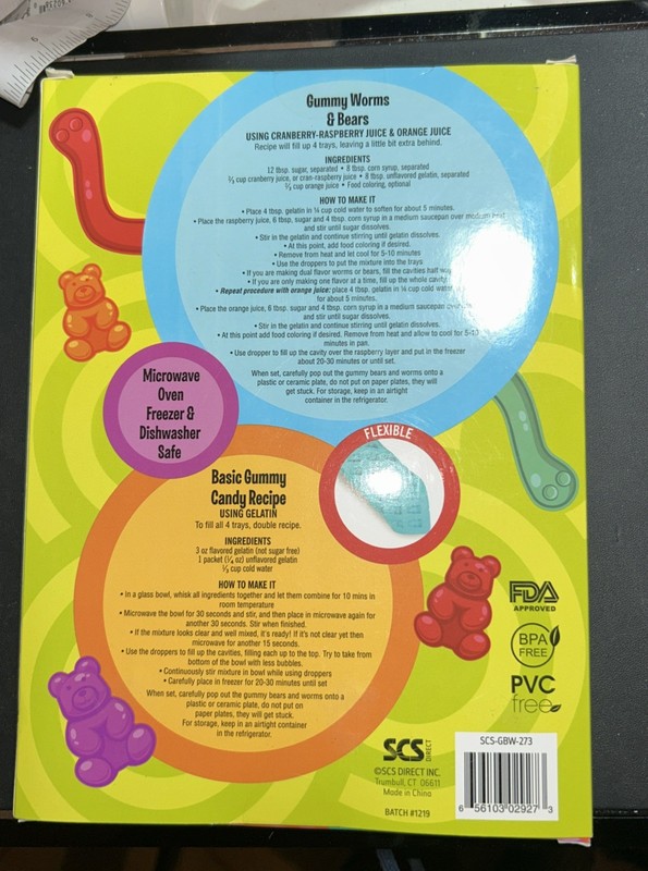 Gummy Bear & Worm Silicone Candy Molds 4 Pack Set - Nonstick Trays with gallery
