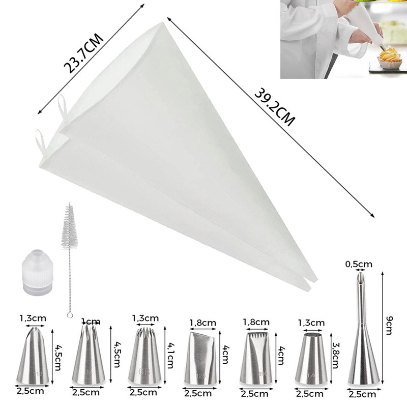 Reusable Piping Bags and Tips Set - 16inch Pastry Bags for Cake Decorating, C... gallery