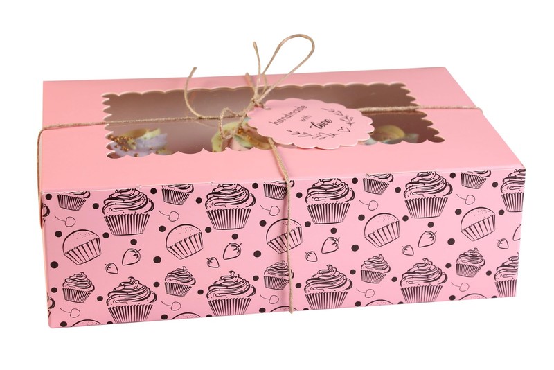 20 PCS Pink 6Count Bakery Cupcake Boxes Carrier Container Window Inserts gallery