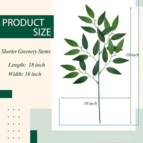 60Pcs Italian Ruscus Greenery Stems 18" Artificial Silk 18 inch Green 60pcs gallery