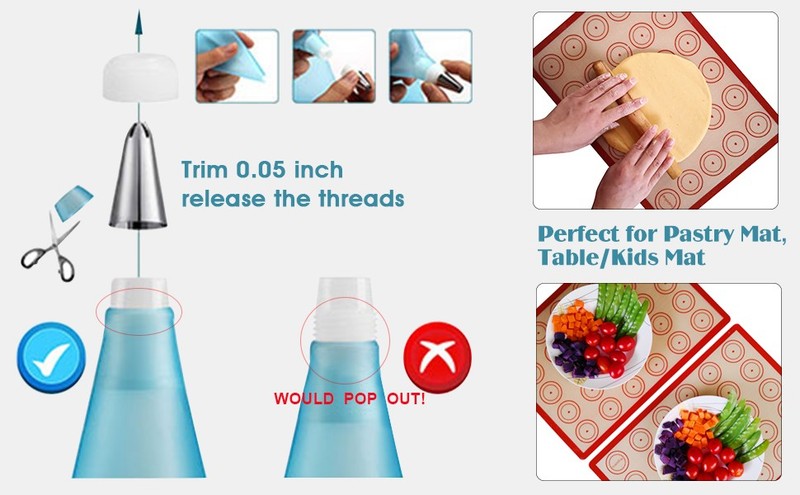 Macaron Silicone Baking Mats Kit (16pcs set) Macaroon Baking Mat Set of 2 Half gallery
