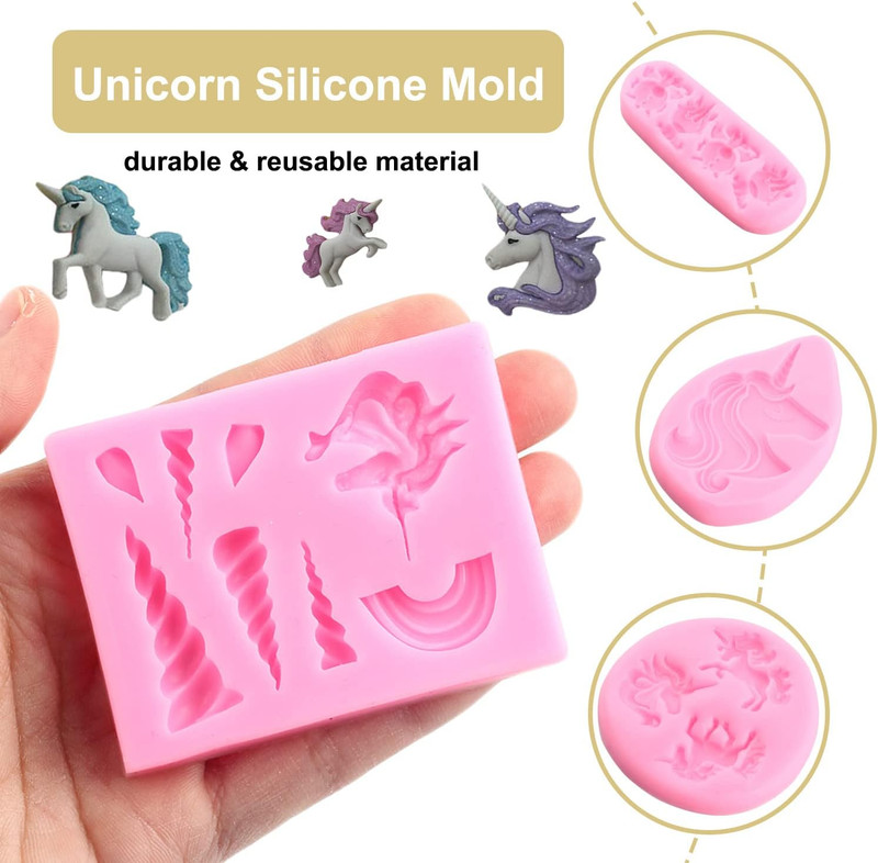 Unicorn Silicone Molds Unicorn Horn Ears Rainbow Fondant Molds for Cake Decorati gallery