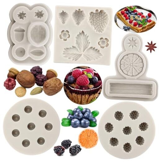 Blueberry Raspberry Strawberry Fondant Molds Nuts Berries Silicone Mold Style F