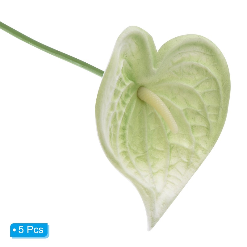 5Pcs 13" Artificial Anthurium Lily Flowers Floral Bouquet Decor Light Green gallery