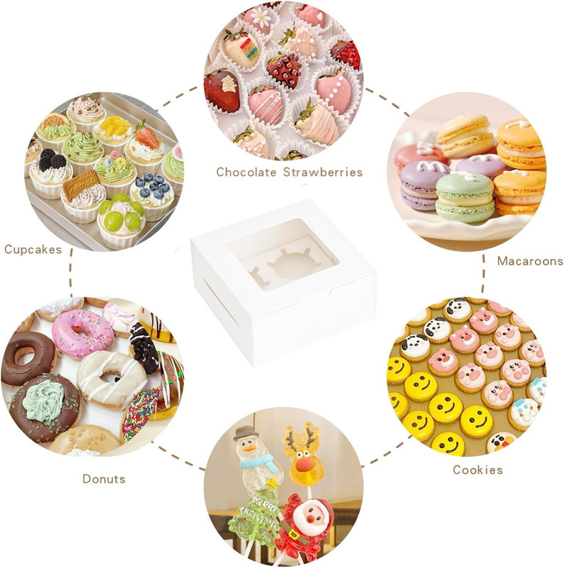 30 Pcs Bakery Boxes Clear Window 6.3X6.3X3" Food Grade Materials Easy Assembly gallery