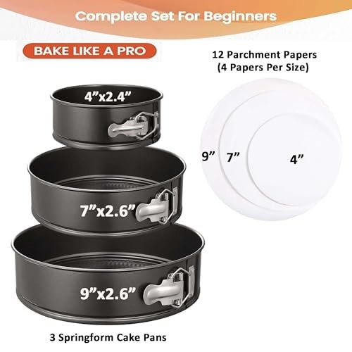 Springform Cake Pan Set with Cake Decorating Kit, Non-stick Leakproof Round gallery