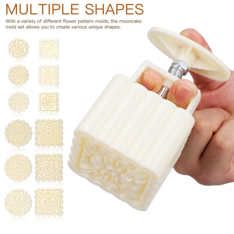 14pcs Traditional Hand Press Mooncake Mold Set - Chinese Pastry Molding Tool ... gallery