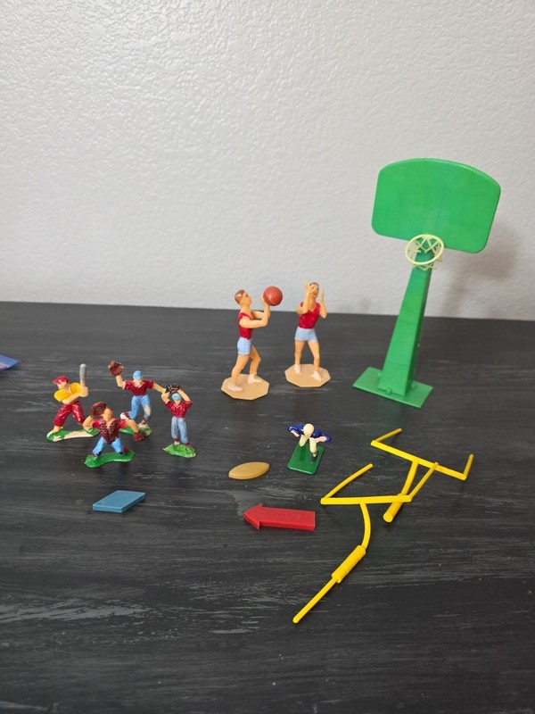 Vintage Baseball Basketball Football Cake Toppers-Lot Of 13 Pieces