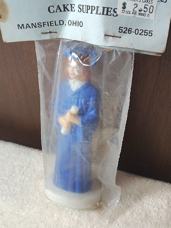 Vintage Worker's Cake Supplies Woman Blue Graduate Cake Topper Mansfield Ohio gallery