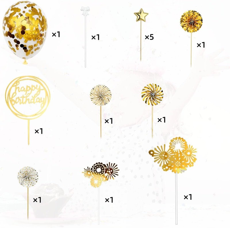 Cake Topper Decoration Set Acrylic Glitter Happy Birthday Cake Topper with gallery