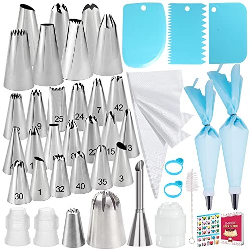 Piping Bags and Tips Set - 50Pcs Cake Decorating Supplies Kit with Icing gallery