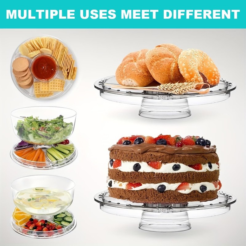 Cake Stand with Dome Cover, 6-in-1 Multi-Purpose Use, Cake Stand with Lid gallery