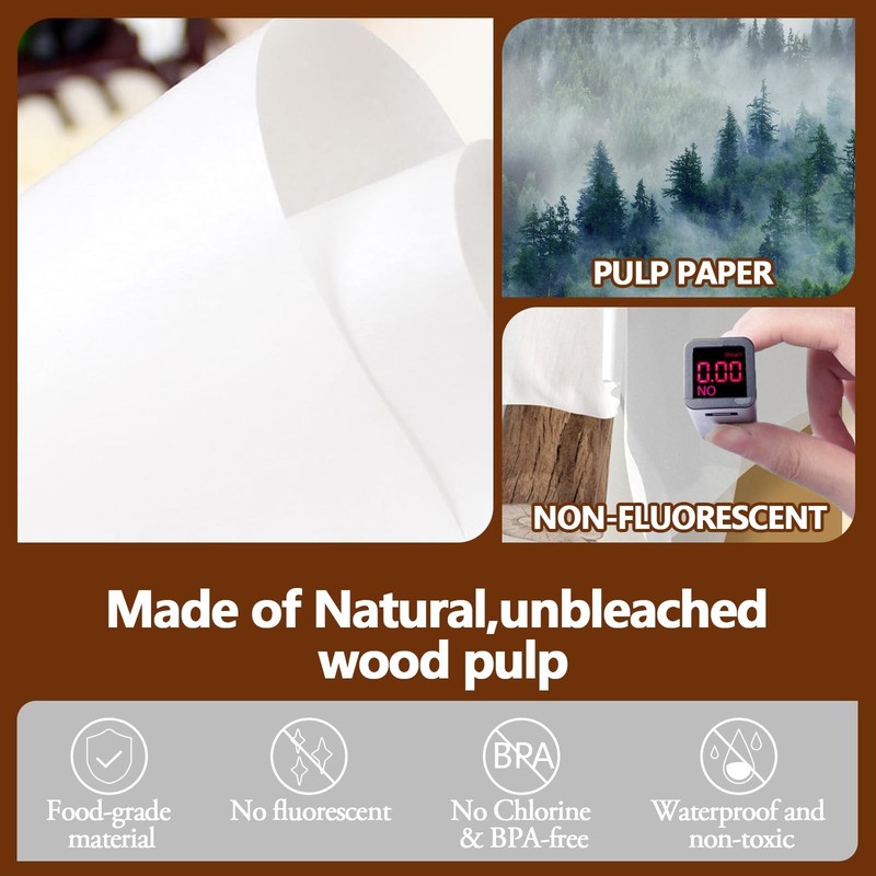 300PCS Thickened Precut Parchment Paper Sheets, 6×6 In Non-Toxic Burger Pap gallery