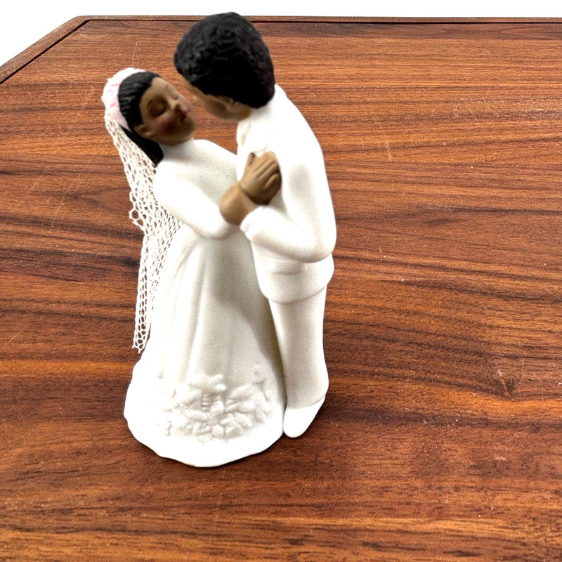 Lefton Bride Groom Wedding Cake Topper Figurine African American Couple Vtg 1988