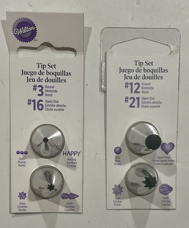 WILTON ICING DECORATING TIP NOZZLES-SIZE #3-16-12-21-DOTS, BALLS, STARS-CAKE-NEW