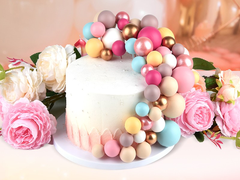 20 Pcs Ball Cake Topper Decorations Mini Balloons Cake Topper Sticks Hot Pink gallery