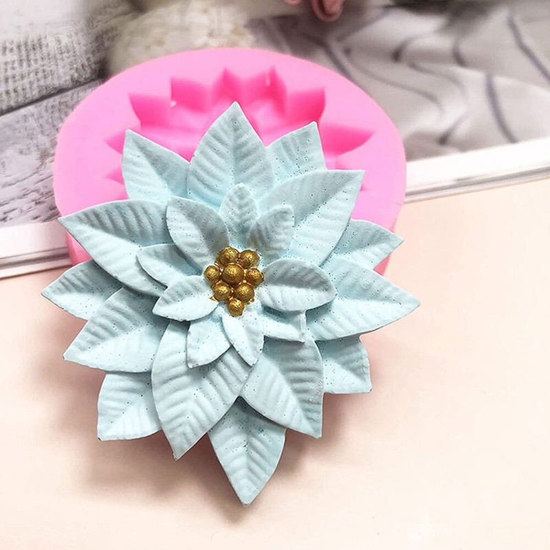 Poinsettia Christmas Flower Silicone Sugarcraft Mold Resin Tools Cupcake Fondant gallery