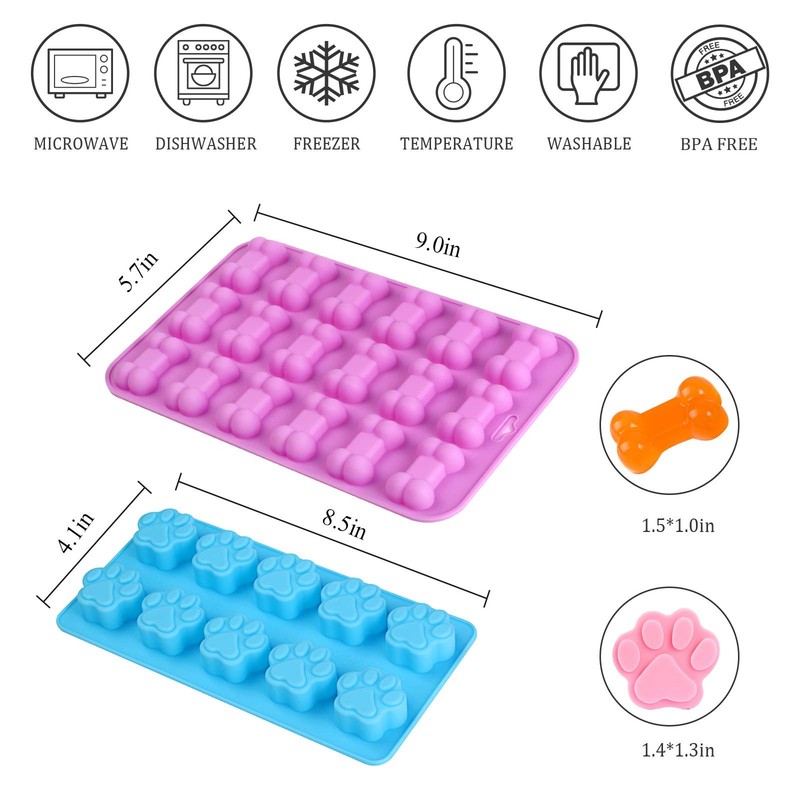 Puppy Dog Paw Bone Silicone Mold, Baking Used for Jelly, Candy, Pink gallery