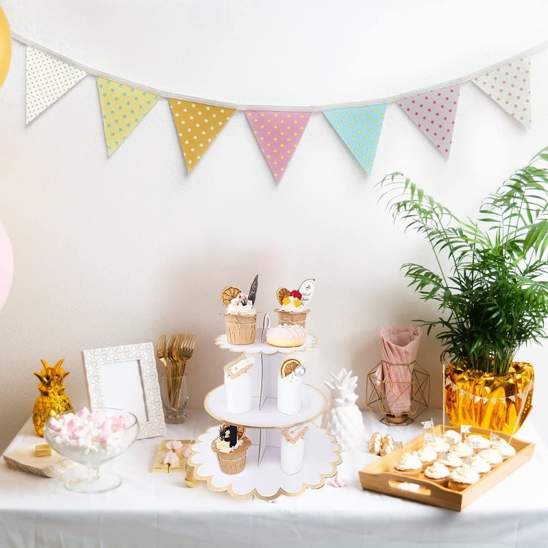 2 PACK Cardboard Cake Stand, 3 Tier Dessert Round Cupcake Holder Tower Dispos... gallery