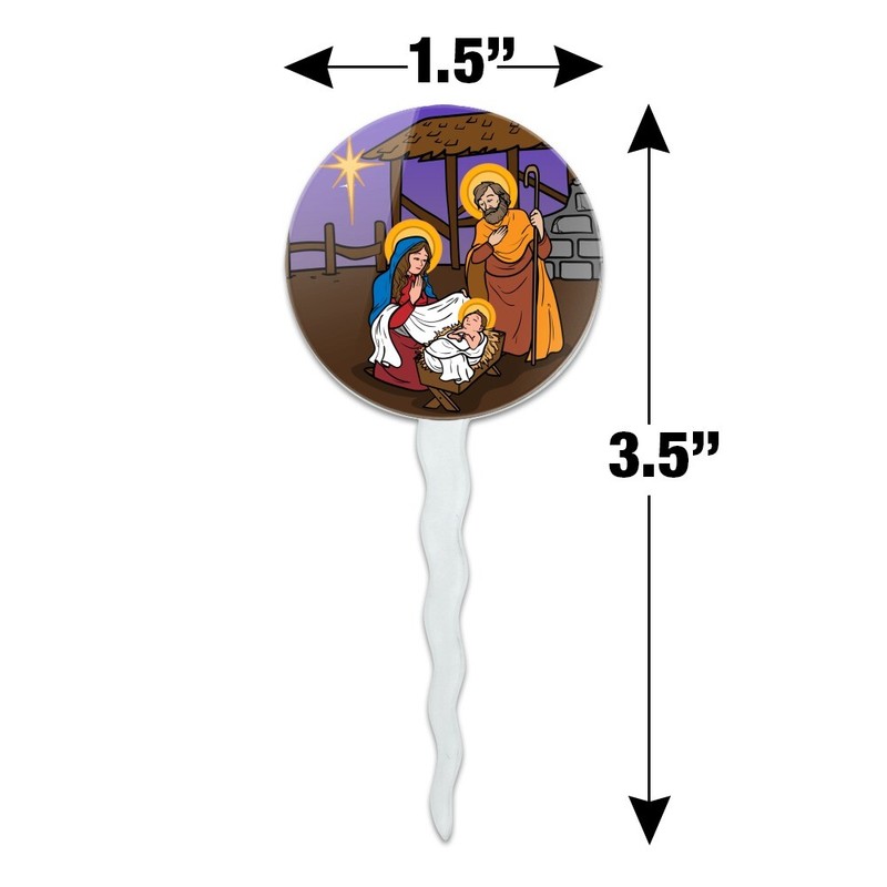 Nativity Scene Baby Jesus Mary Joseph Cupcake Picks Toppers Set gallery