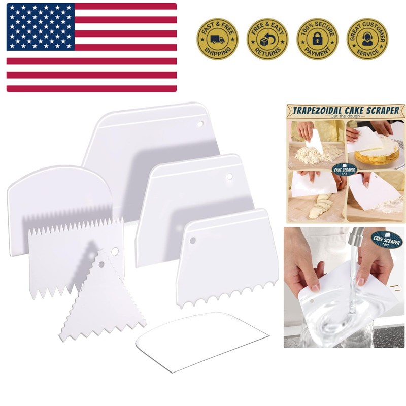Cake Scraper Cake Smoother, 7 Pcs Dough Scraper Bowl Scraper Cake Cutter Cake…