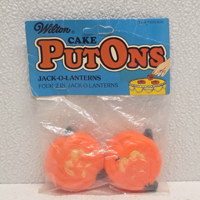 New Wilton Pumpkin Jack-o-Lanterns Cake Toppers Put-Ons Vintage Halloween 1980