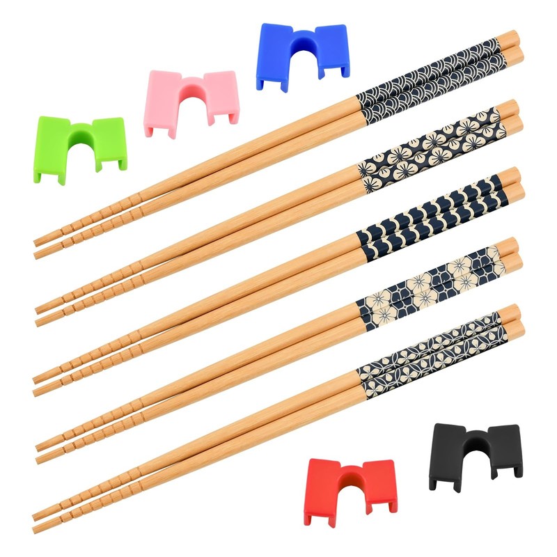 5Pairs Reusable Training Chopsticks and Trainers for Beginners, Japanese Wood... gallery