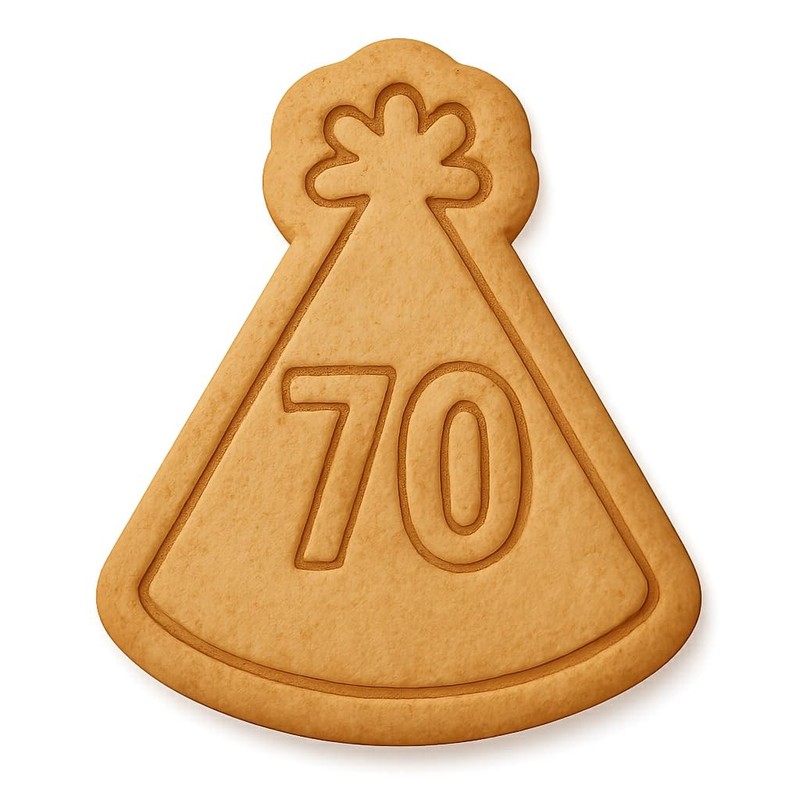 Party Hat 70th Birthday Cookie Cutter & Stamp, Fondant & Clay – 3.2×4