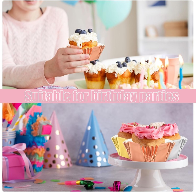 Layhit 600 Pcs Square Mini Foil Cupcake Liners Disposable Brownie Square Baking gallery