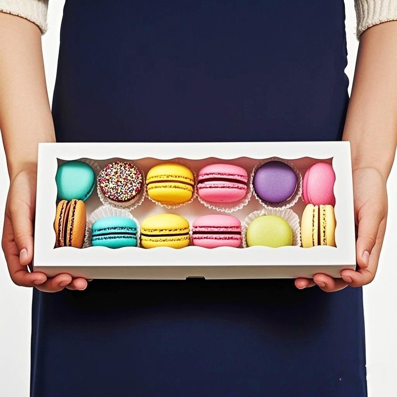 15PCS 12x5x1.5 Inch White Cookies Boxes with Window Bakery Boxes for Macaron,... gallery